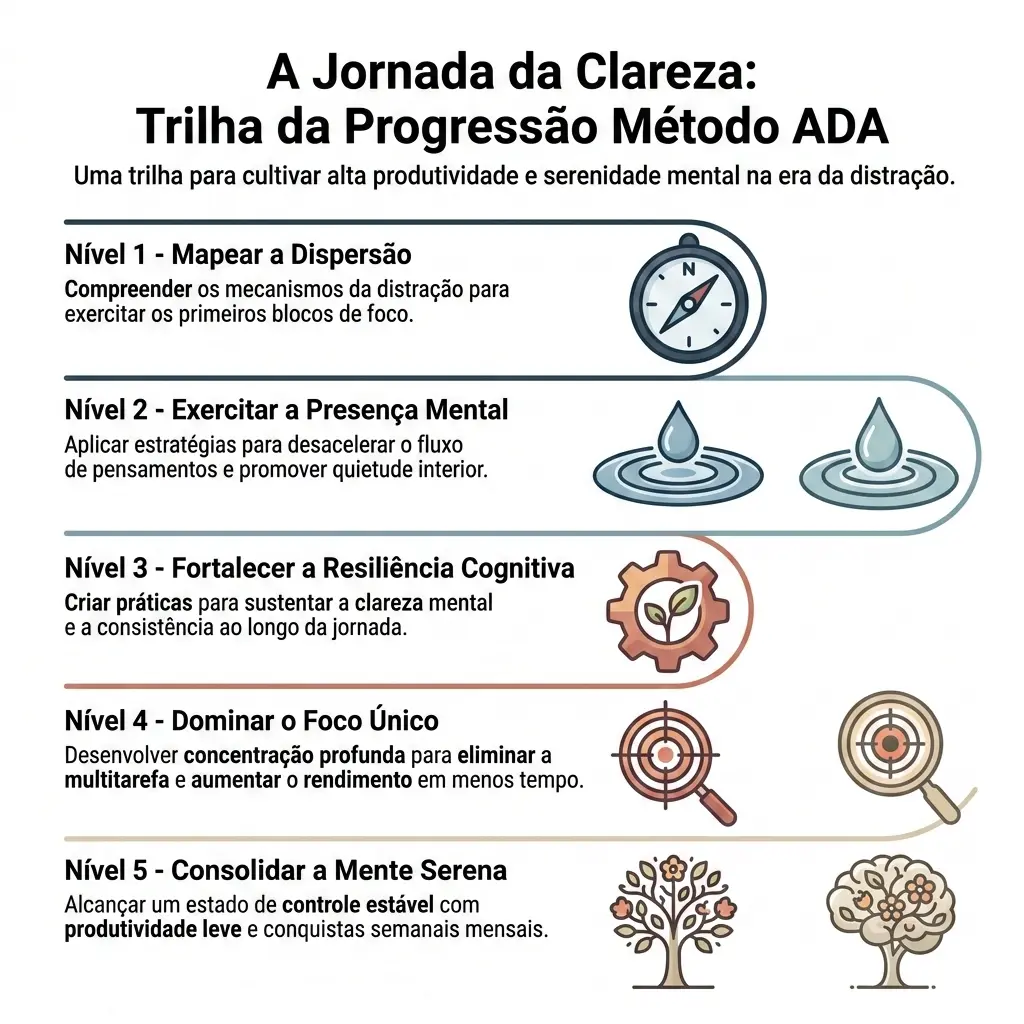 Uma trilha para cultivar alta produtividade e serenidade mental na era da distração.